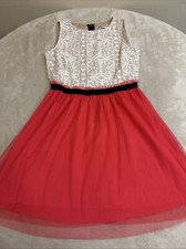 Womans Pink Ivory Fit & Flare Dress Size 7