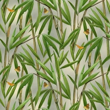 BTY Panda Bears Green Bamboo & Butterfly Cotton Fabric By The Yard 1330E