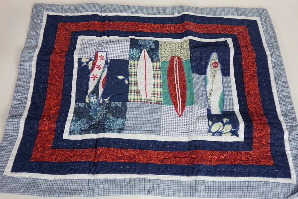 NUEVO Juego de sábanas acolchadas con retazos de tabla de surf azul para niños juego de 5 piezas DOBLE Foto 2 de 4