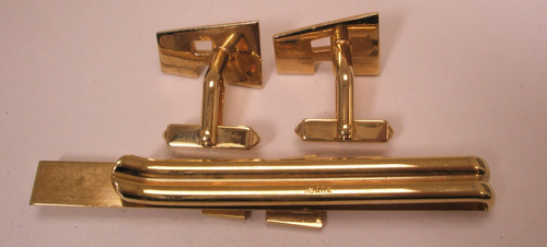 A Monogram Initial Letter Vintage SWANK Cuff Links & Tie Bar Clip alex andrew ar - Picture 7 of 8