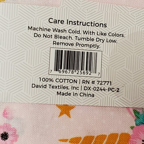 Tessuto David Unicorno Rosa One Yard 100% Cotone Nuovo 36" x 42" - Foto 6 di 6