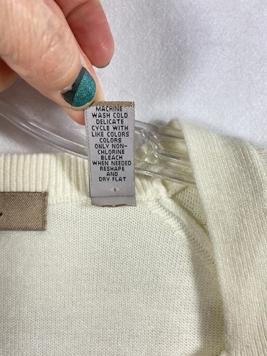 i.e. brand Womens Sweater Size Small Cream Beaded Neckline Long Sleeve - Picture 6 of 10