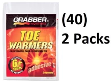 (40) 2 pack GRABBER MYCOAL HEAT TREAT TOE FOOT WARMERS TWES