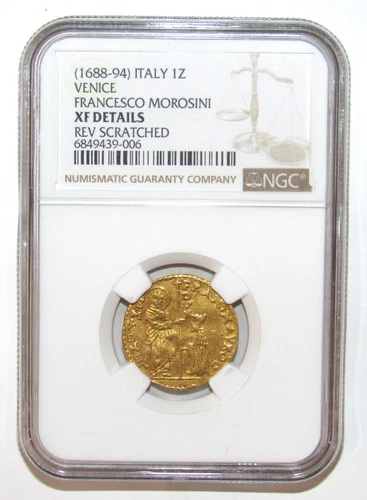 1688 - 94 Italy Gold 1 Zecchino Venice Francisco Morosini NGC XF DETAILS