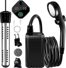 Portable Heated Camping Shower - 6000mAh Battery, Adjustable Spray, Digital Disp
