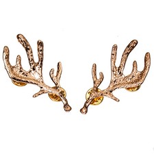 Collar Tips, Geweih, Hirsch, Jagd, Tracht, Kragenecken, vergoldet