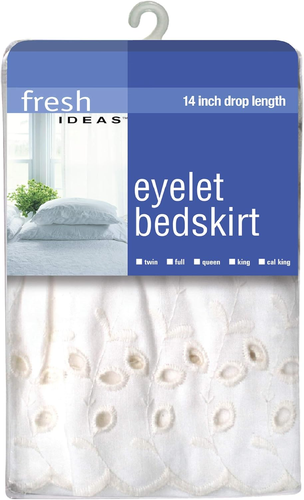FRESH IDEAS Ideas Ruffled Eyelet Bed Skirt Dust Ruffle with Gathered Styling and - Picture 7 of 12