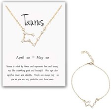 Astrology Constellation Necklace and Bracelet for Women Horoscope 12 Zodiac Pen