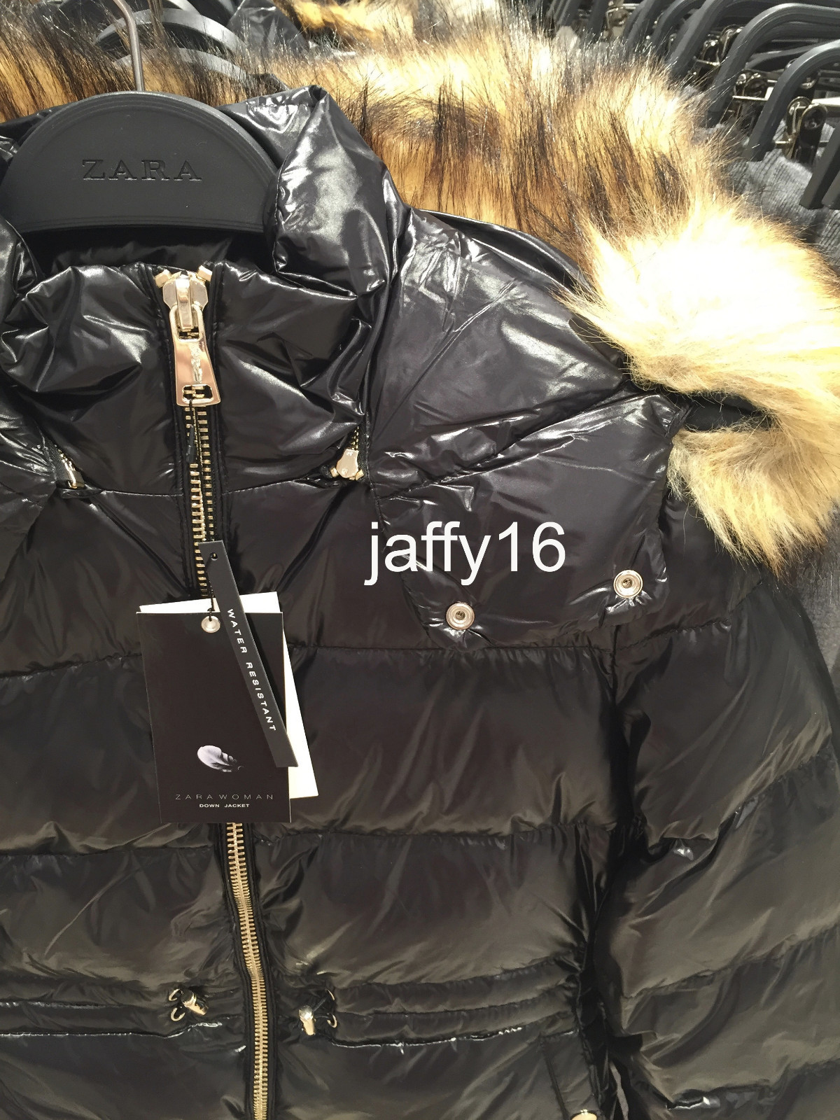 zara shiny effect down jacket