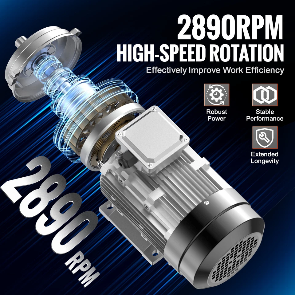 VEVOR Moteur 2,2kW 2890tr/min CA 400V 50Hz 4,7A triphasé arbre à clavette 24mm - Photo 3/4