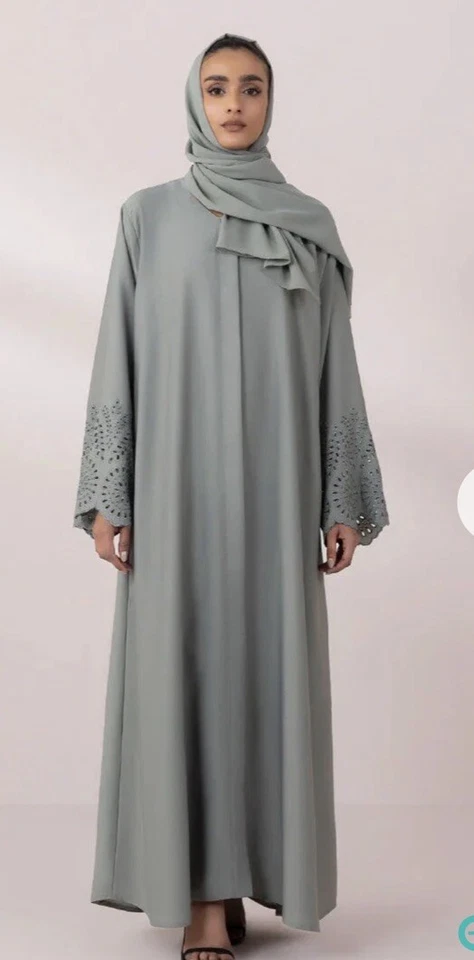 "Vestido Zafiro Abaya Musulmán Modesto Perlas Elegante Ramadán 54"" Islámico" Foto 4 de 4