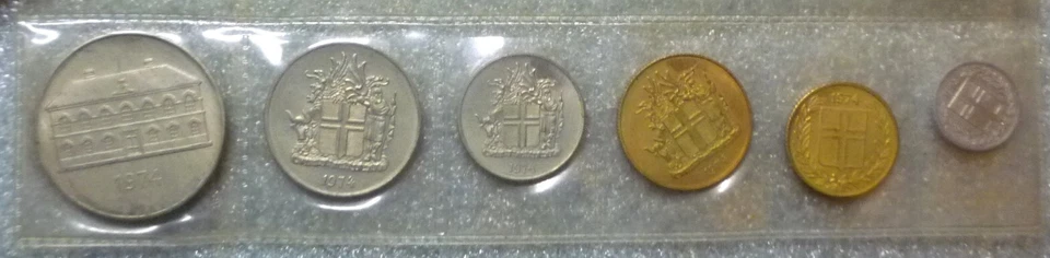 1974 ICELAND - OFFICIAL MINT BU SET (6) - ORE & KRONUR - ROYAL MINT PKG - RARE - Image 4 of 4