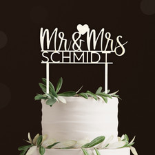 Cake Topper Matrimonio Personalizzato in Legno - Mr & Mrs, Decorazione Torta Matrimonio