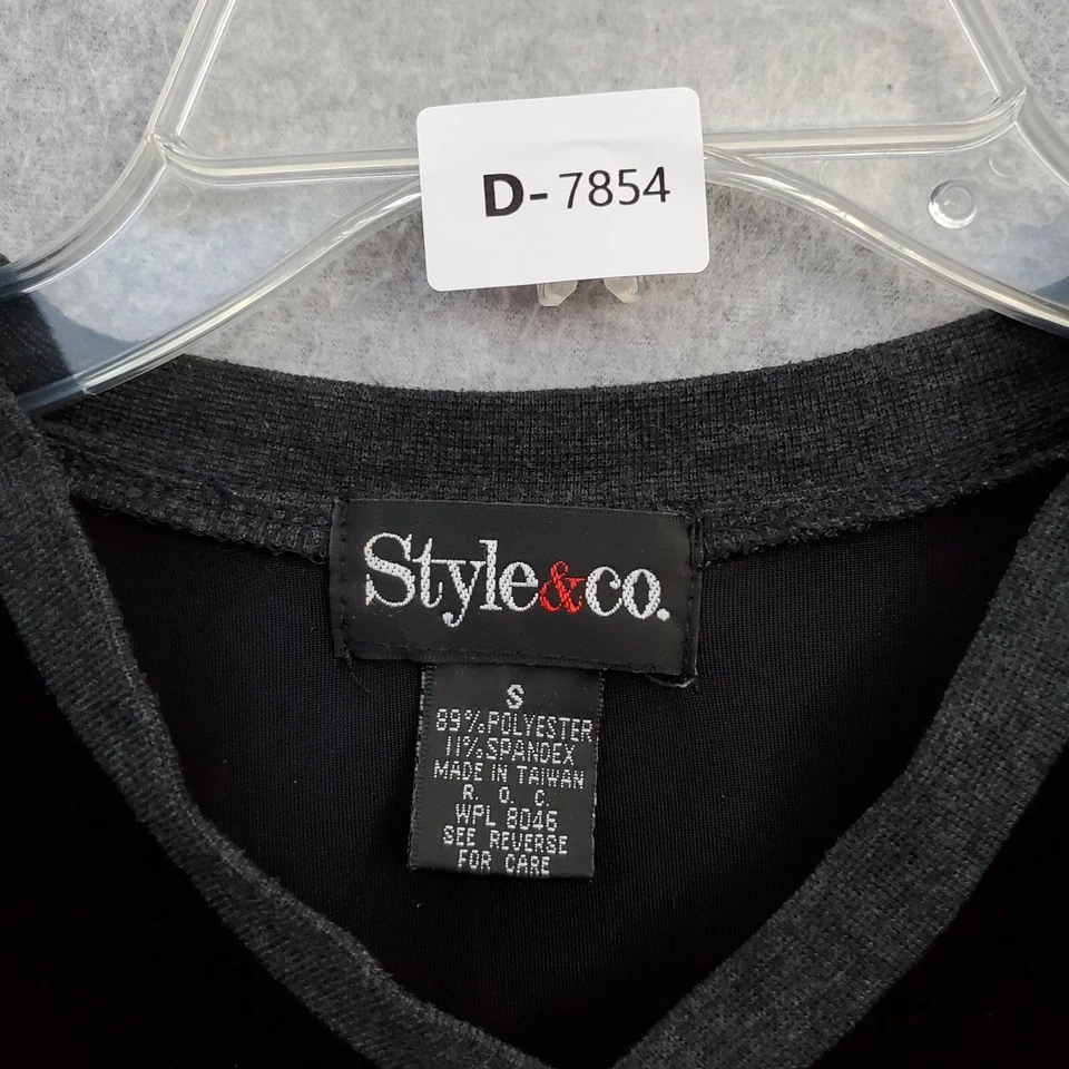 Style&co. Mujer Sudadera Pequeña Negro Terciopelo Pullover Manga Larga Cuello en V Informal Foto 2 de 4