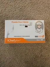 iChef Food Service Food Handling Glove Nitrile 100ct Black SIZE medium NEW $23