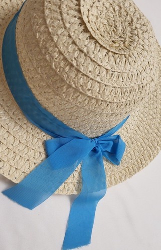 Women's Juncture Adult XL Natural Straw Sun Hat w/Chiffon Ribbon Bow, Beach, NWT - Picture 8 of 25