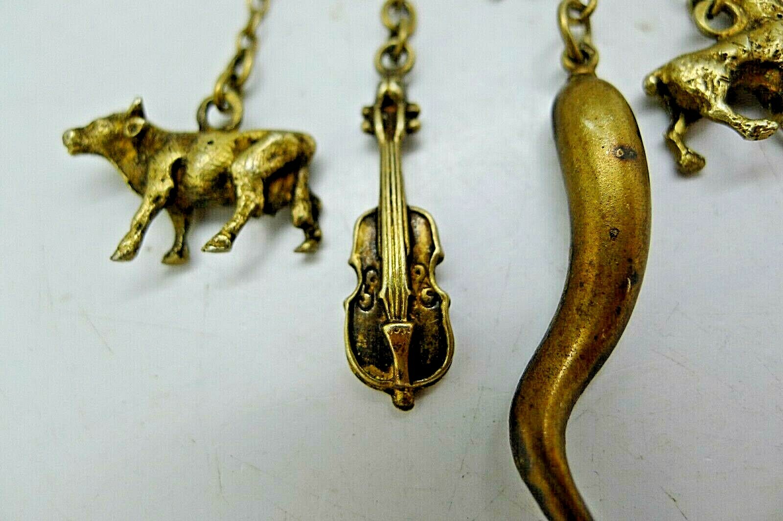 ANTIQUE 800 SOLID SILVER HANGING CHARM CHATELANE … - image 8