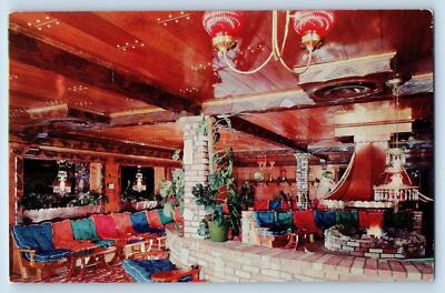Cucamonga California CA Postcard Magic Lamp Inn Fireplace Scene c1960's Vintage