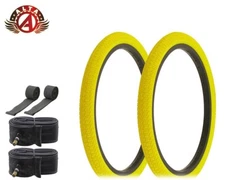 ALTALINE Bicycle TIRES 20" x 1.75" YELLOW INFECTION STYLE (2) TIRE,TUBES & STRIP