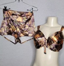 VTG Victoria Secret Second Skin Satin Bra Panty Set RARE NWT 38D LG FALL VIBES