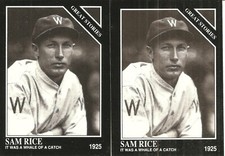2 CARD 1991 CONLON SAM RICE BASEBALL CARD LOT #436