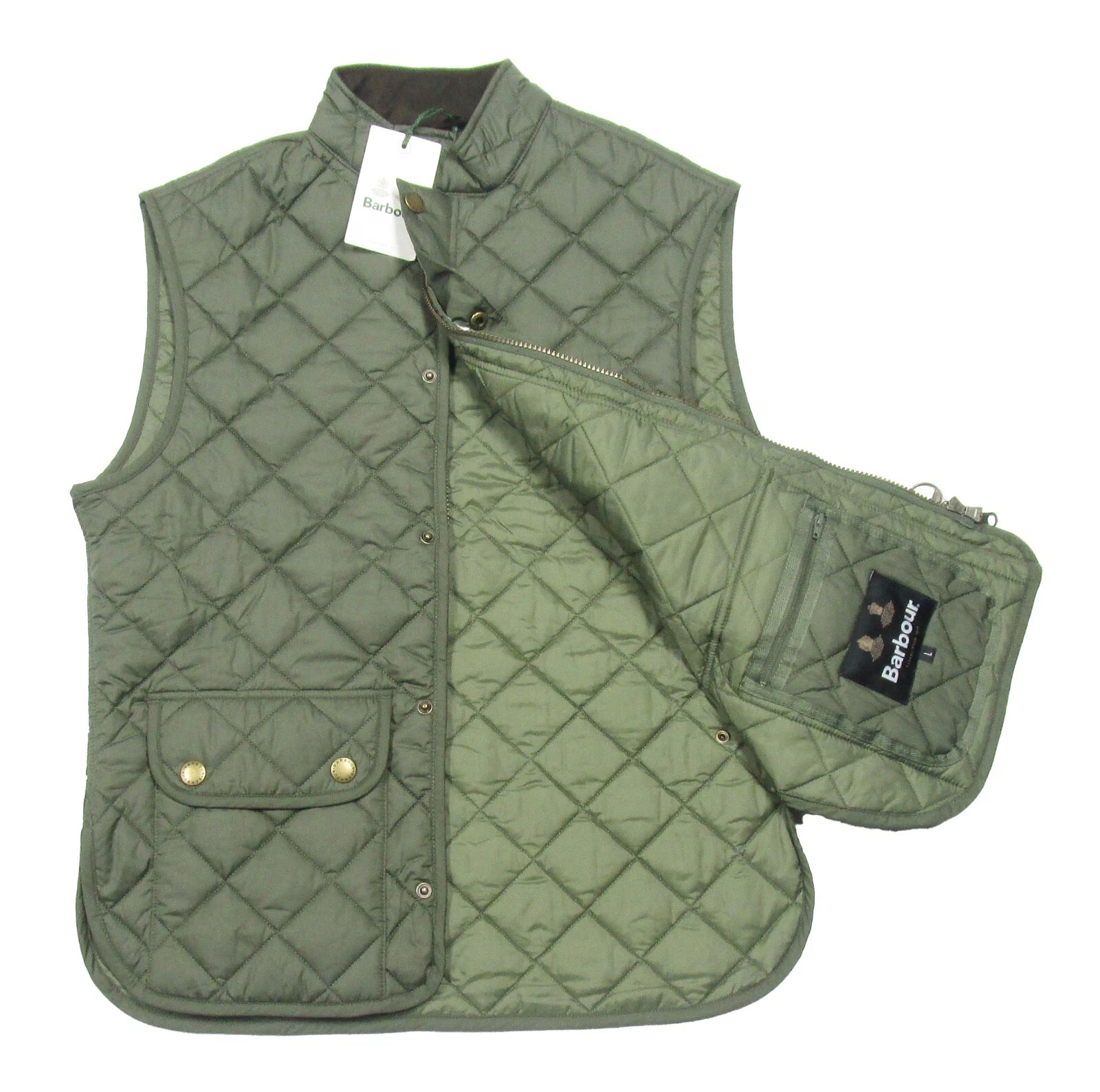 Barbour Men's Dusty Olive Green Lowerdale Quilted Gilet Full Zip Vest