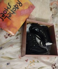 Rachel Shoes Natilee Girls' Combat Boots Black Faux Leather Size 5 M