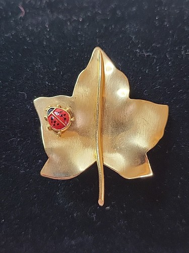 Vintage Winard 12k Gold Filled Brooch Leaf With Ladybug - Picture 3 of 5
