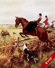 A WOMAN ON THE FOX HUNT HORSE FOXHUNTING HUNTING ART PAINTING REAL CANVAS PRINT