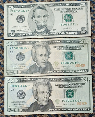Small lot of fancy serial number notes includes 2 star notes - Free ...