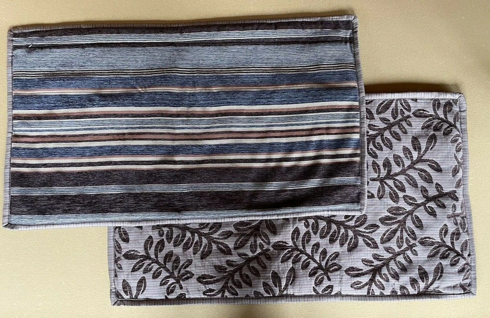 Juego de Almohada Linden Street JCP King Simulada Azul Naranja Dorado Doble Lateral Raya Hoja Foto 2 de 4