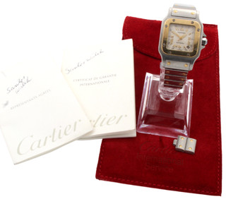 Cartier Santos Galbee 2423 Date S. Steel & Gold Automatic Ladies Watch LW 317