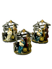 Capanna con Natività Cm 7x11x16h - Sacra Famiglia - Modello a Scelta Presepe