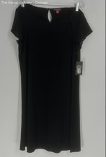 Vince Camuto Womens Black Round Neck Short Sleeve Cocktail Sheath Dress Size M