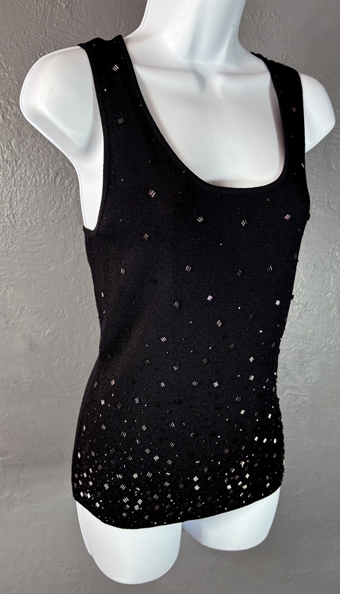 GARDY Vintage Embellished Black Knit Tank Size S