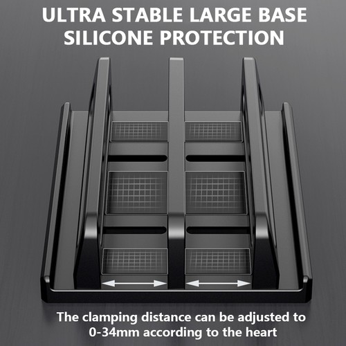 Dual-Slot Adjustable Vertical Laptop Stand ABS Plastic 4in1 Design Space-Saving - Afbeelding 8 van 18