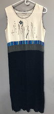 K.D. Spring Vintage Print Sleeveless Black Maxi Rayon Dress Made in USA Large