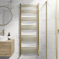RadiLux Curved Heated Towel Rail Brushed Brass - 1600 x 600mm