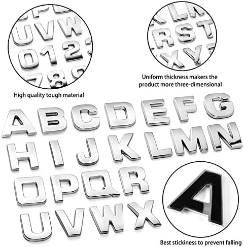 43Pcs Car Emblem Letters Sticker 3D Chrome Decal
