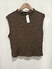 Abercrombie Fitch Brown Lace Textured Sleeveless Top Womens XL NWT Floral