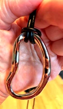 H by Halston Leather Necklace with Sculptured Pendant 36” silver tone QVC