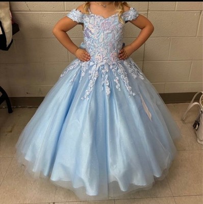 girls blue Pageant dress