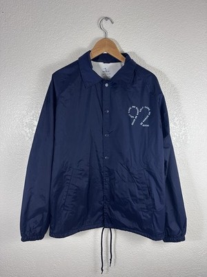 Mac Miller Self Care Swimming Coach Jacket Navy Blue Snap Front Windbreaker