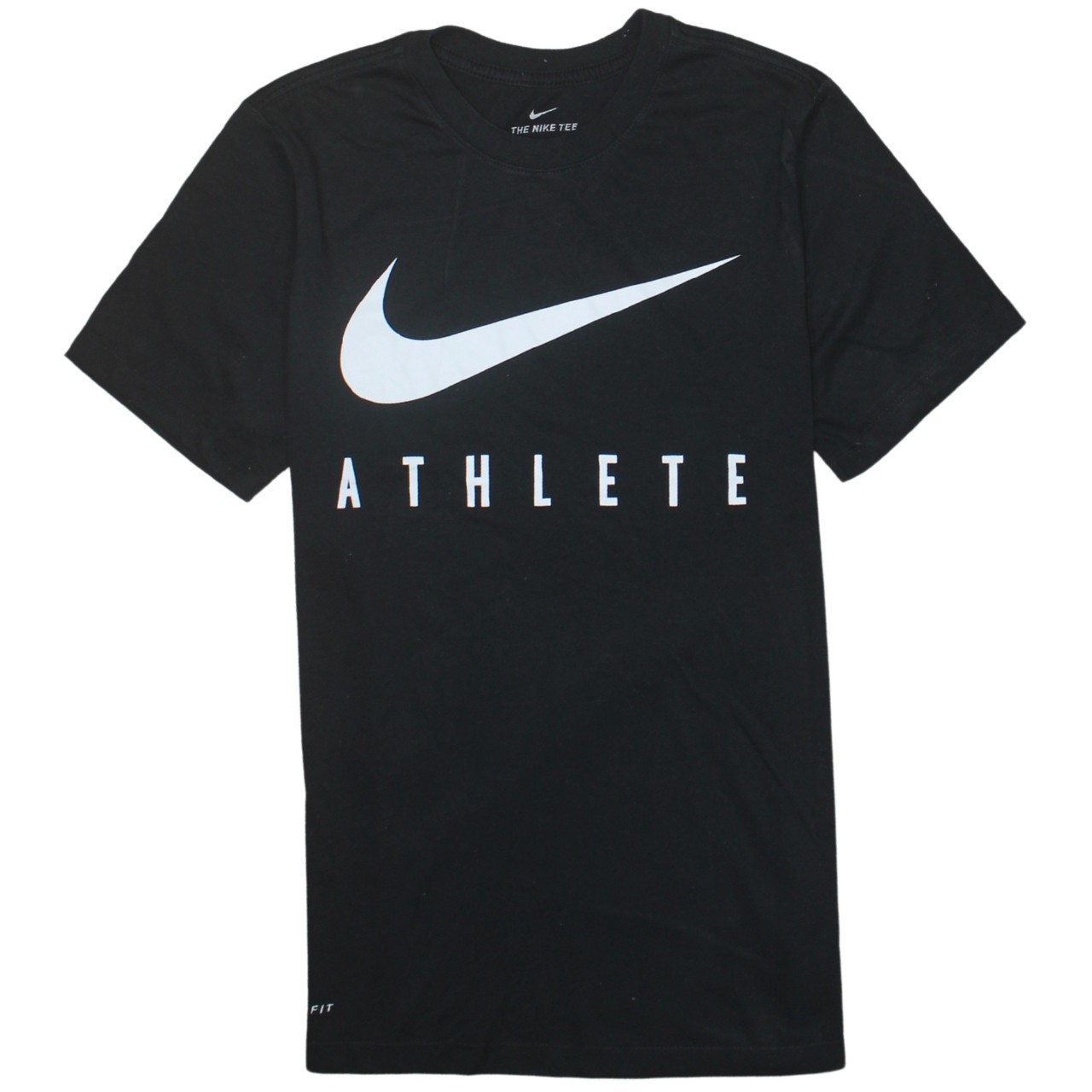 Nike Mens T Shirt Black Dri Fit Large Swoosh Athlete Graphic Sports Logo Tee S