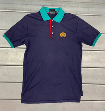 Vintage Burberry Polo Shirt Mens Medium Navy Blue 100 Cotton Made In USA