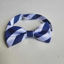 Blue White Striped Toddler Boys Bow Tie 4" Wide