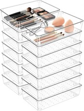 14Pack Desk Clear Drawer Organizers 6" 9" for Vanity Bathroom Office Makeup