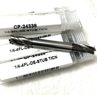 5Pcs Carbide Plus CP-24338 1/4'' 4 Flute Square End Mill Double End Carbide TiCN 