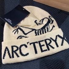 Arc  teryx Men  s Ski Beanie Hat Wool Winter Warm Bird Word Beige New With Tag