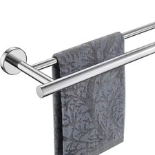 BWE Double Towel Bar 24 Inch Wall Mounted Bathroom Towel Rack Matte Black Steel